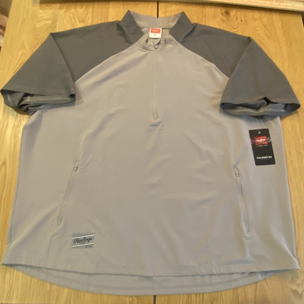 Rawlings Men's 3XL gray COLORSYNC short sleeve cage jacket baseball softball